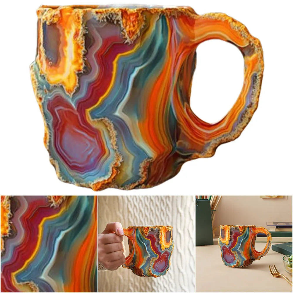 Mineral Crystal Coffee Mugs Colorful Crystal Mug Multi-use Elegant Mineral Cup Resin Tea Cup Gift for Family Friends