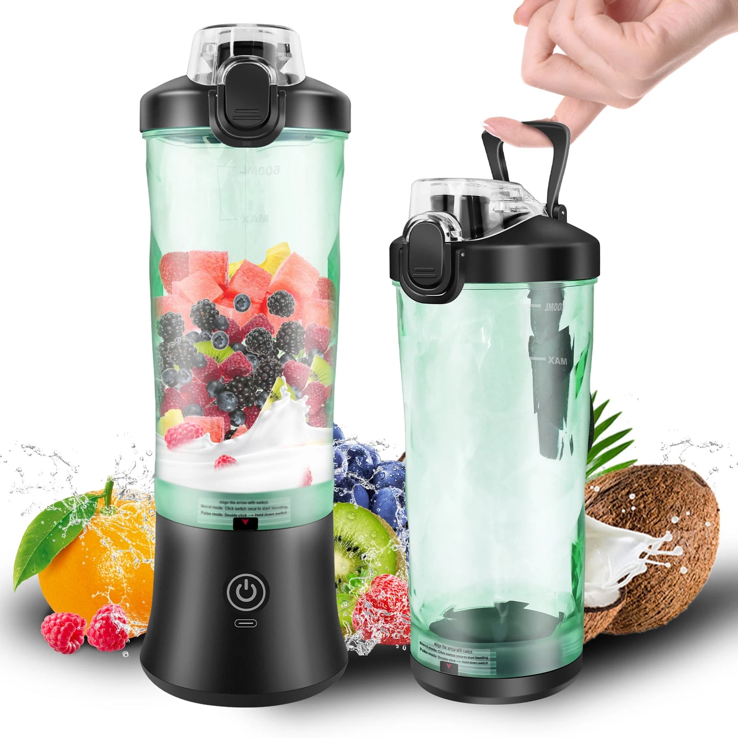 BRIEFNESS Convenient Juicer Portable Blender Juicer Smoothie Blender Directly Drinkable Blended Ice and Frozen Fruit Blender