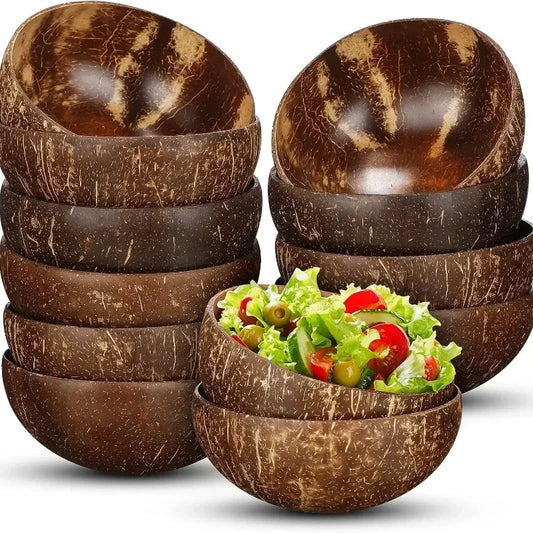 Natural Coconut Shell Bowl Light Food Container Wooden Dessert Fruit Salad Bowl Southeast Asia Tableware Set Noodle soup bowl