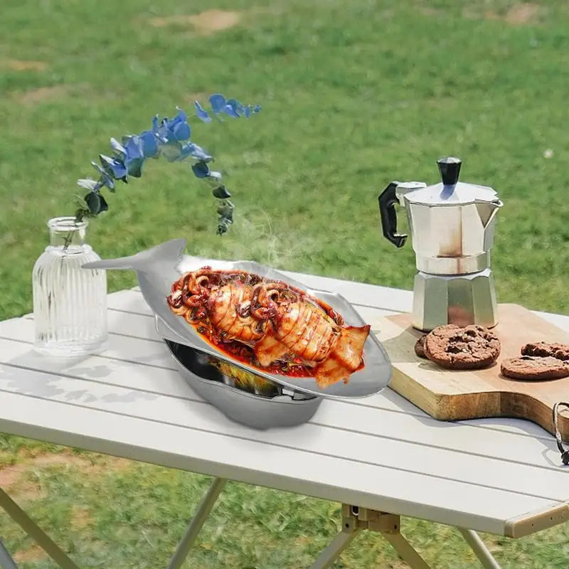 Commercial Grilled Fish Plate Fish Shaped Baking Tray Simple Fish Plate With Oven Fish Grill Aluminum Hot Pot Set For Kitchen
