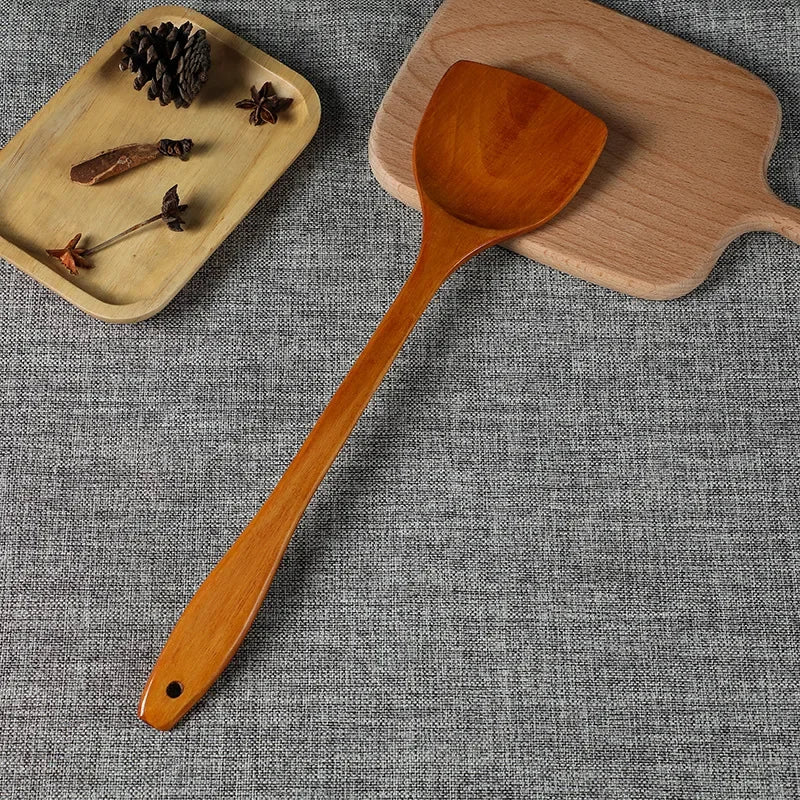Bamboo Wood Spatula 39cm Long Handle Wooden Spatula Non-stick Pan Does Not Hurt The Pot Household Kitchen Cooking Spatula
