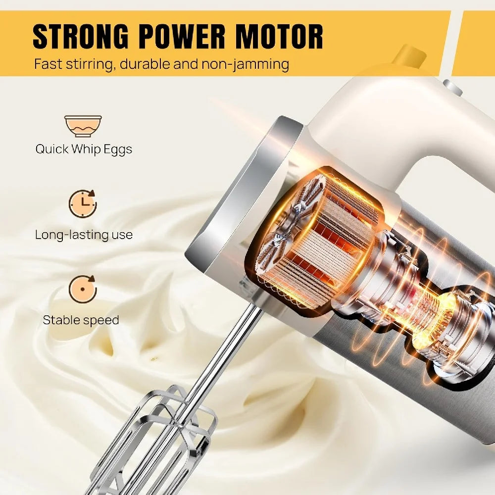 BRIEFNESS Hand Mixer Electric 2000W Kitchen Mixers Turbo Boost/Self-Control 5 Speed+Eject Button,Easy Whipping Dough，Cream,Egg