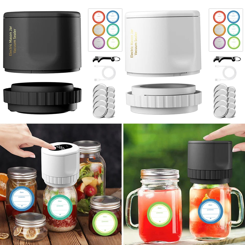 Jar Vacuum Sealer 10Jar Lids Vacuum Sealing Machine DC 5V for Mason Jars with Mouth &Regular Lids for Food Storage Fermentation