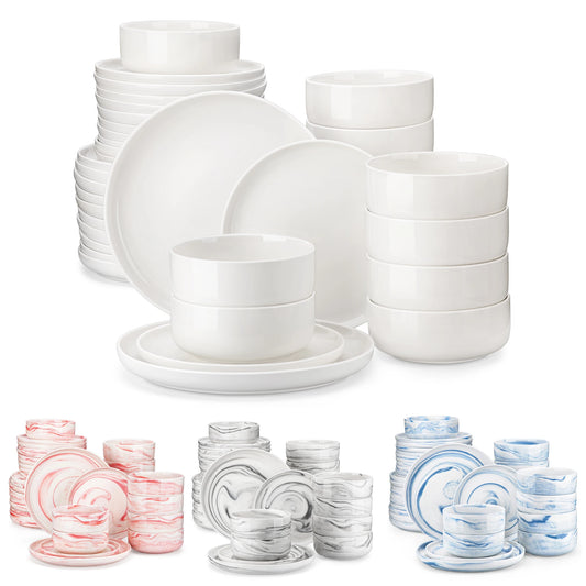 MALACASA 18/36-Piece Ceramic Plate Porcelain Dinnerware Set with 6/12 Pcs Dinner/Dessert Plates,Bowl Tableware Set for 6/12