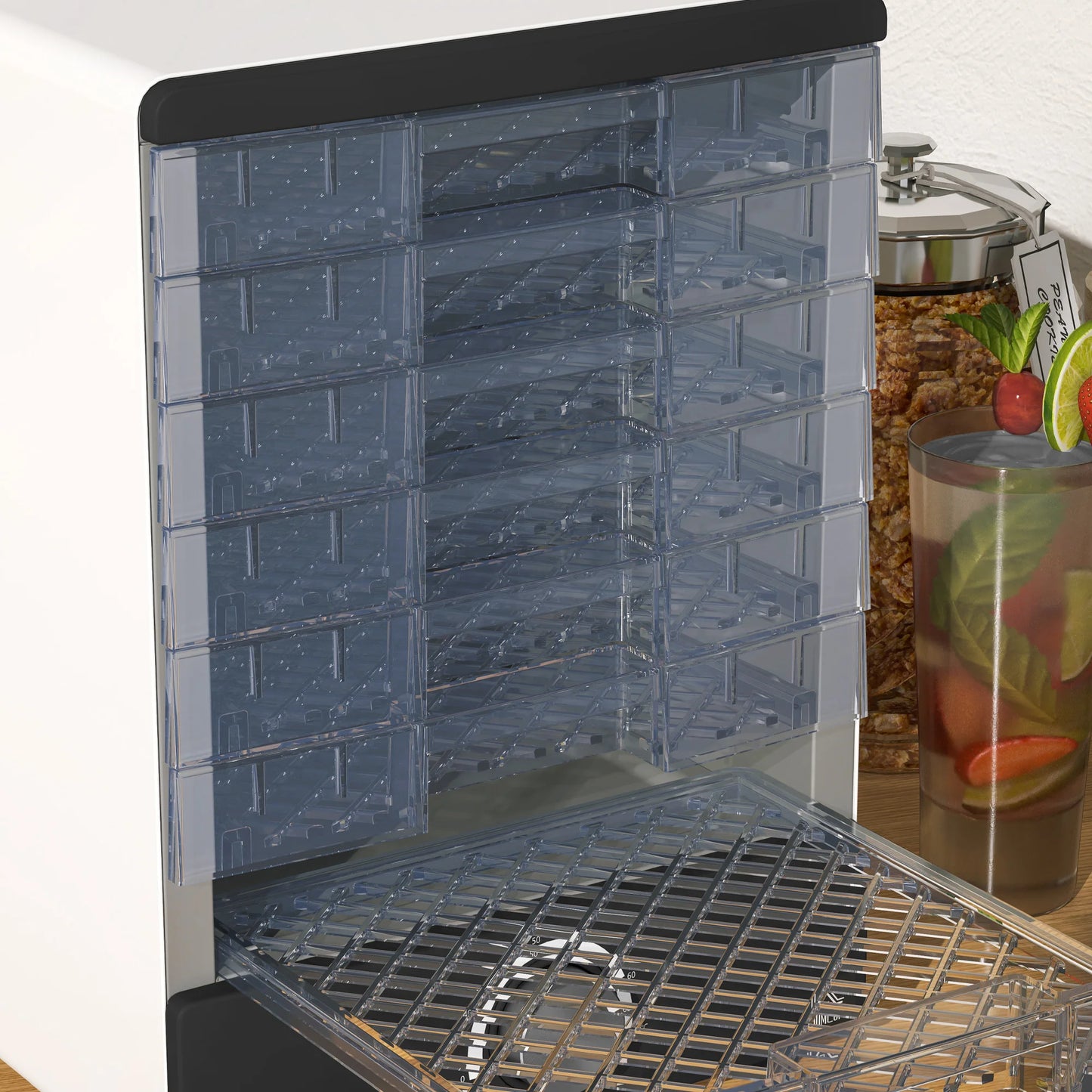 HOMCOM Food Dehydrator with 7 Stainless Steel Tray, for Fruit, Meat, White
