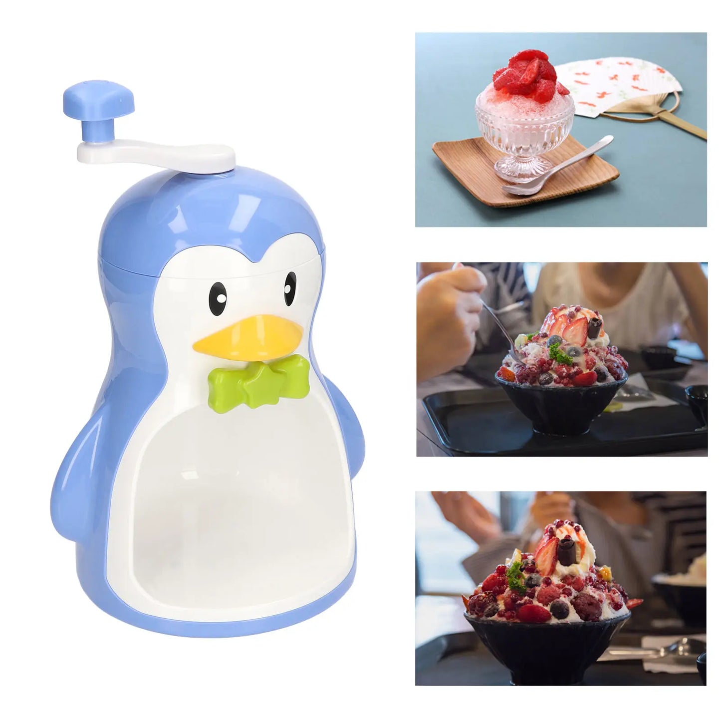 Penguin Shape Snow Cone Maker, Premium ABS Penguin Shaved Ice Machine, Portable Manual Snow Cone Maker, Ideal for Outdoor Use