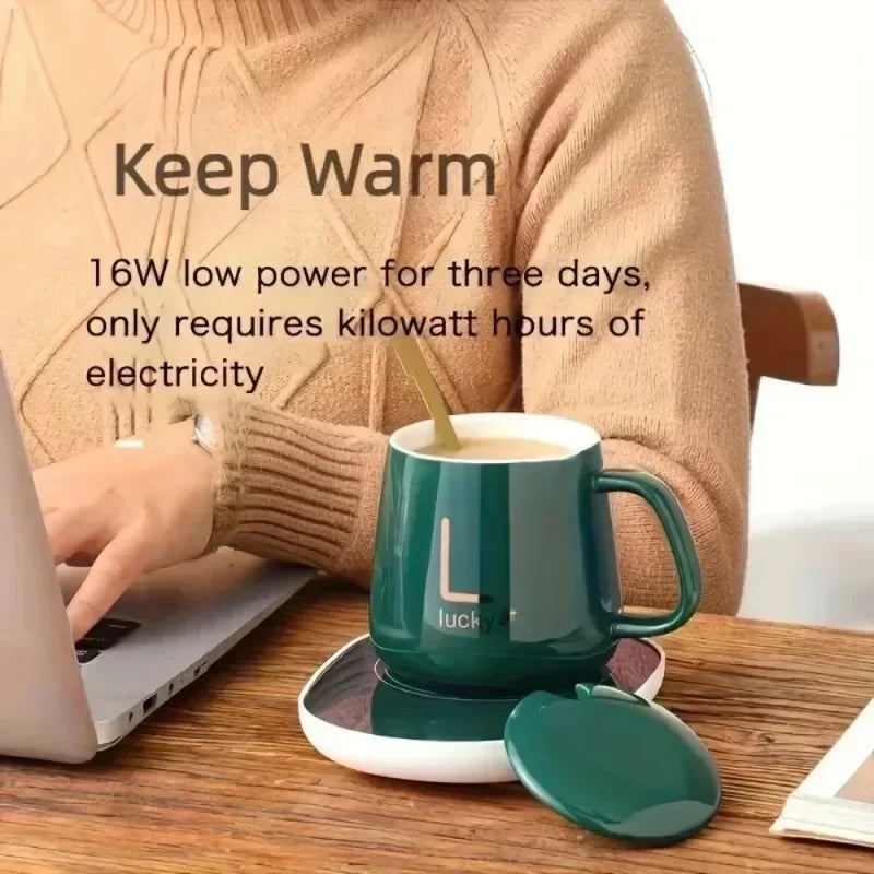Valentine's Day Gift Set 55 ℃ Thermostat Mugs Cup Ceramic Cup With Lid With Spoon Coffee Mug For Office Or Home Use Portable Mea