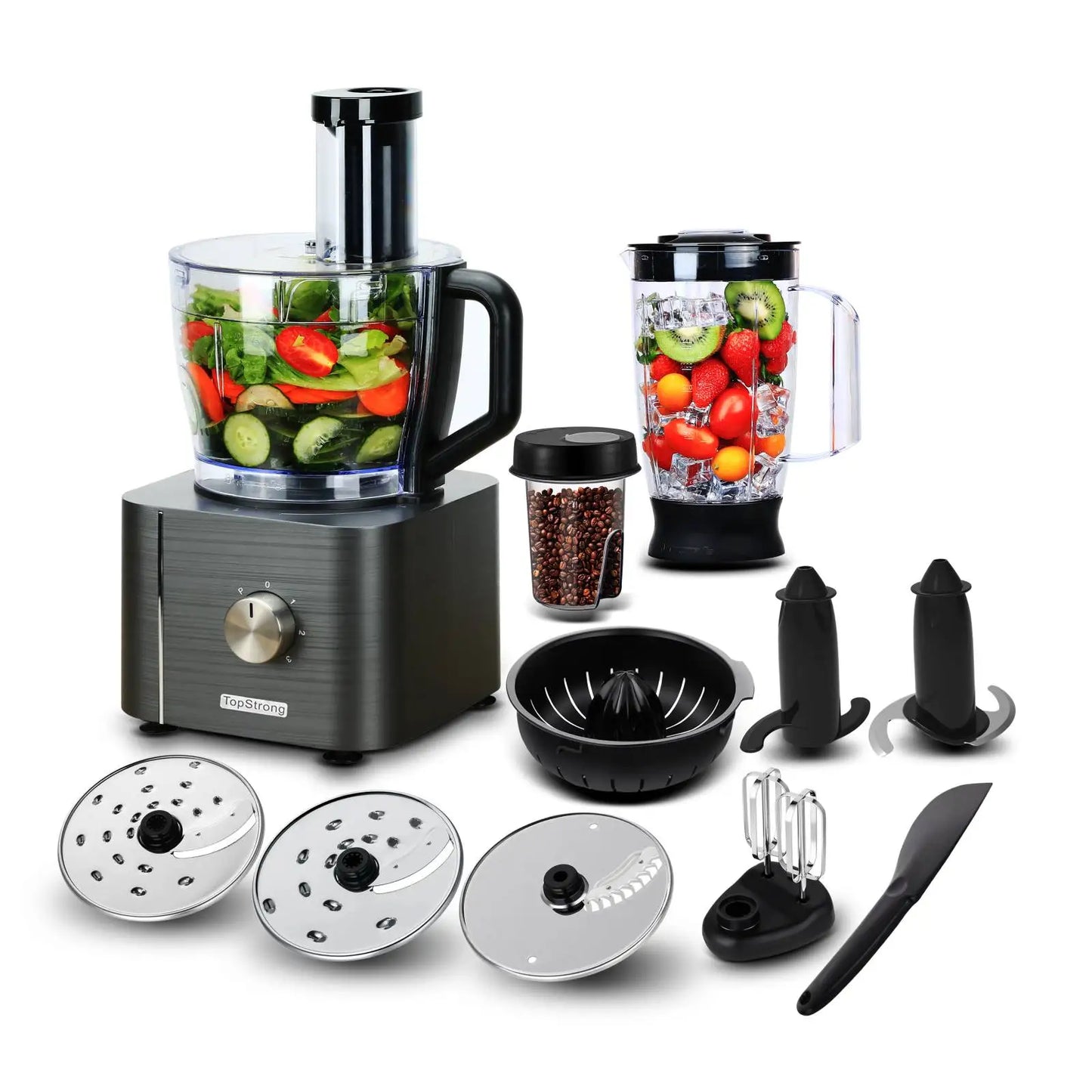 11-in-1Multifunctional Food Processor 1100W 3 Speed+Pulse Large Capacity Easy Clean BPA-Free Blender for Ice Smoothies Nuts Blue