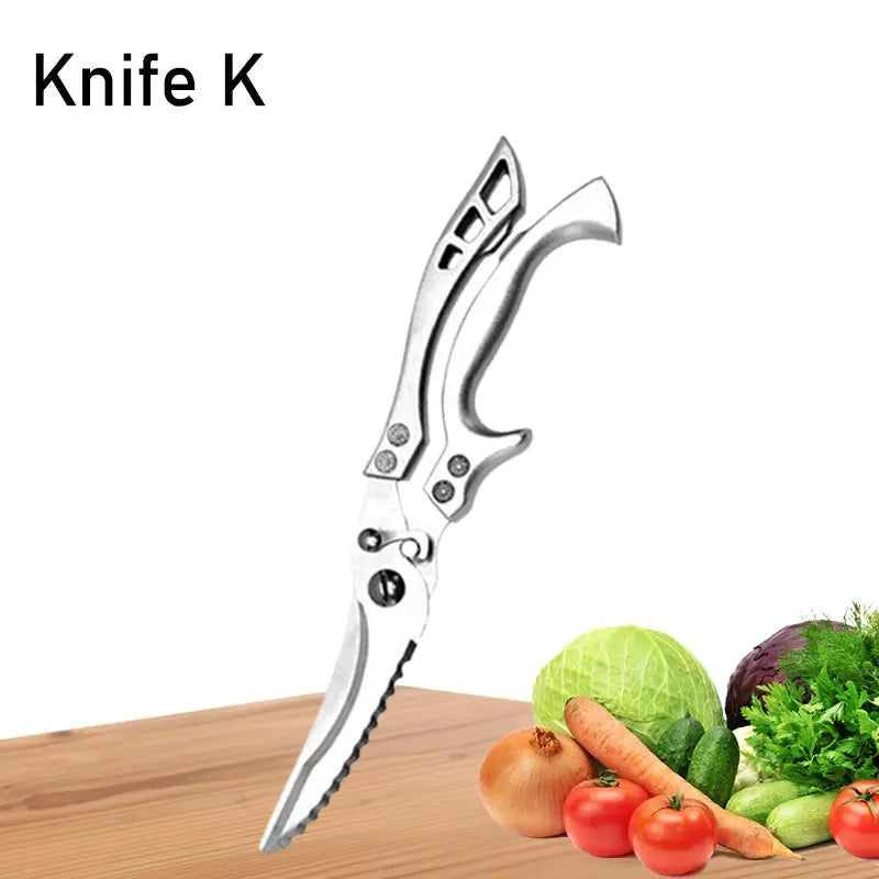 WXCOO Chef Knife Japanese Kitchen Knives Set Professional Laser Damascus Pattern Stainless Steel Meat Cleaver Slicer Knife