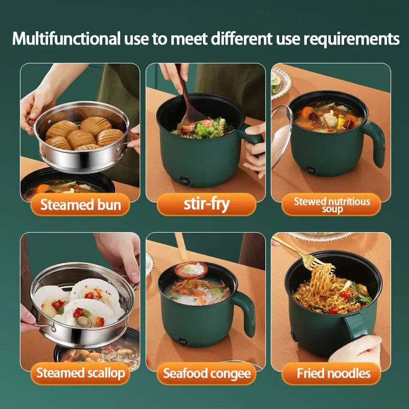 1.5L Mini Multifunctional Rice Cooker Home Cooking Pot Non-Stick Safety Material Electric Stockpot Utility Pan for Kitchen