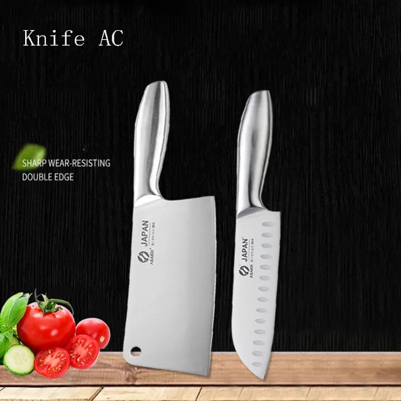 Professional Kitchen Knives Chef Chopping Knife Hollow Handle Meat Vegetable Slicing Knife Solid Wood Magnetic Knife Block