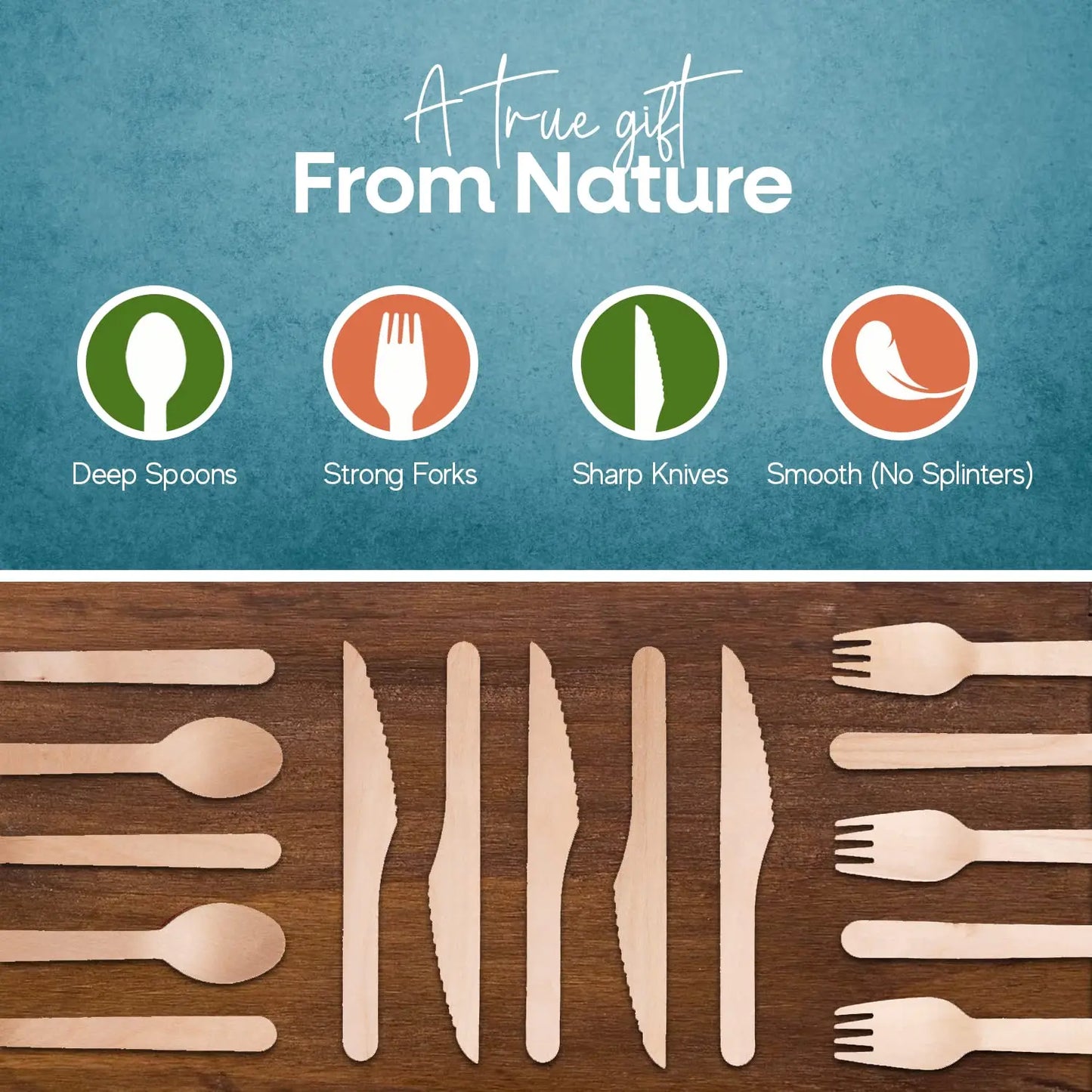 300 Pcs Disposable Wooden Cutlery Set Includes Forks, Spoons, For Party, Outdoor Picnic, Family & Friends Gathering, Ice Cream