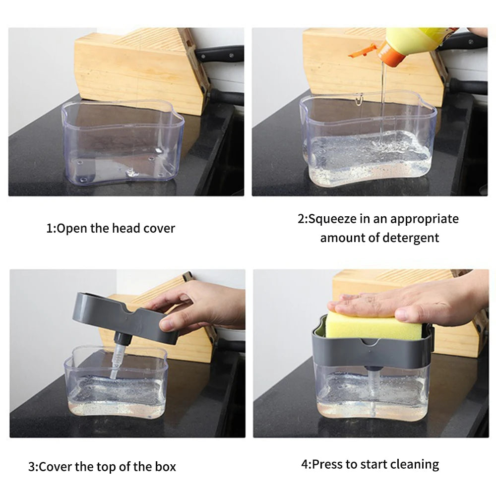 1PC PP plastic storage box, dishwashing detergent press, kitchen automatic liquid outlet box, dishwasher soap dispenser box