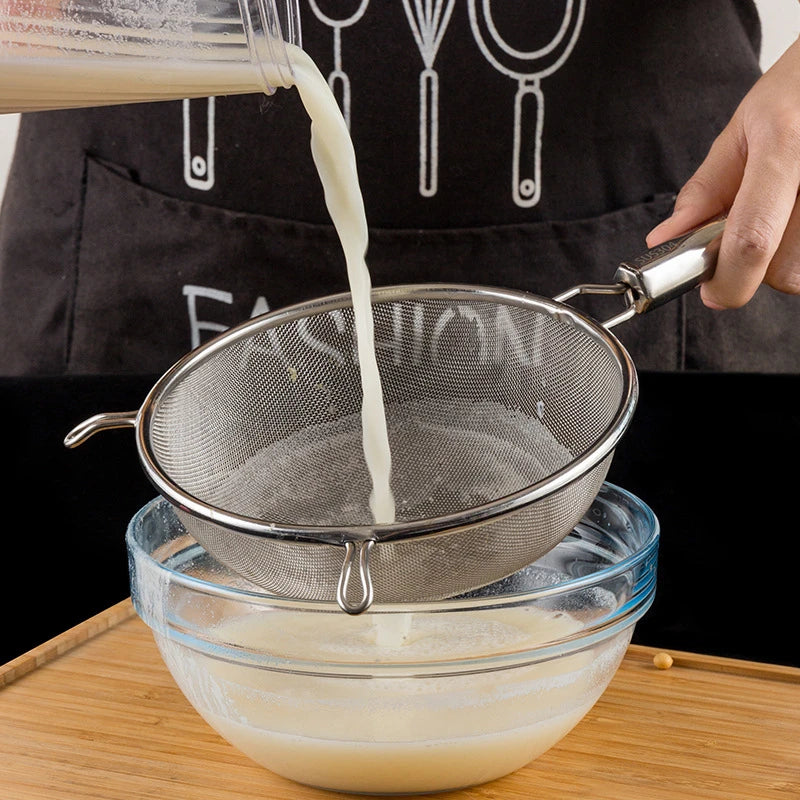 Stainless Steel Fine Mesh Strainer Colander Spoon with Hook Hot Pot Soy Juice Flour Sieve Filter Frying Scoop kitchen Utensil