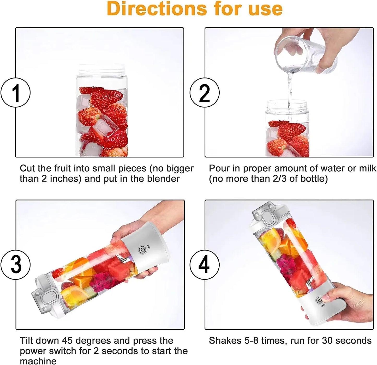 Electric Portable Juicer Mixer 600ml Mini Electric Juicer USB Rechargeable Fresh Fruit Machine Milkshake Smoothie Blender Mixing