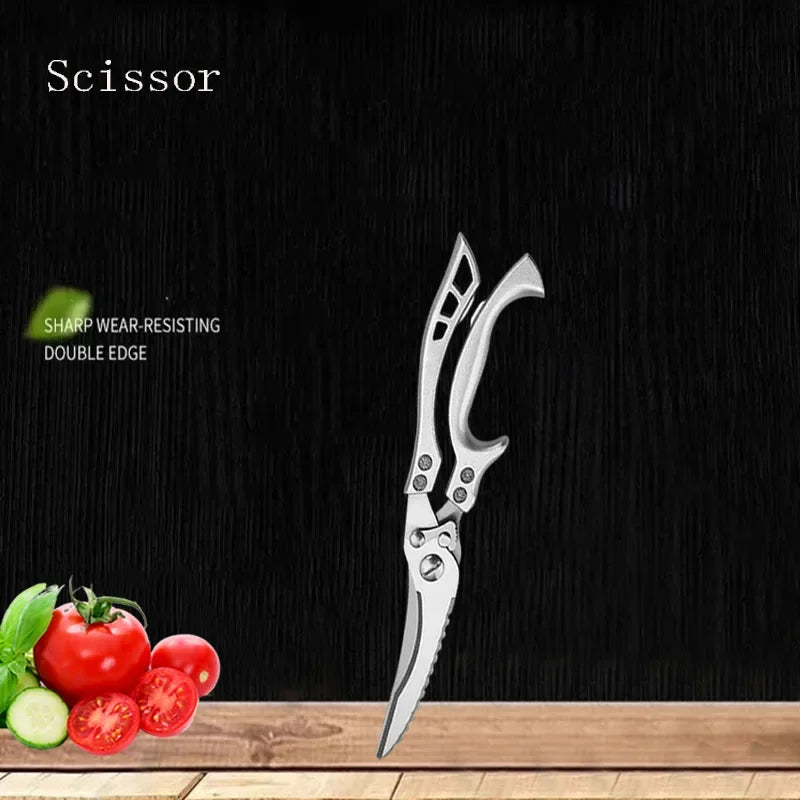 Professional Kitchen Knives Chef Chopping Knife Hollow Handle Meat Vegetable Slicing Knife Solid Wood Magnetic Knife Block