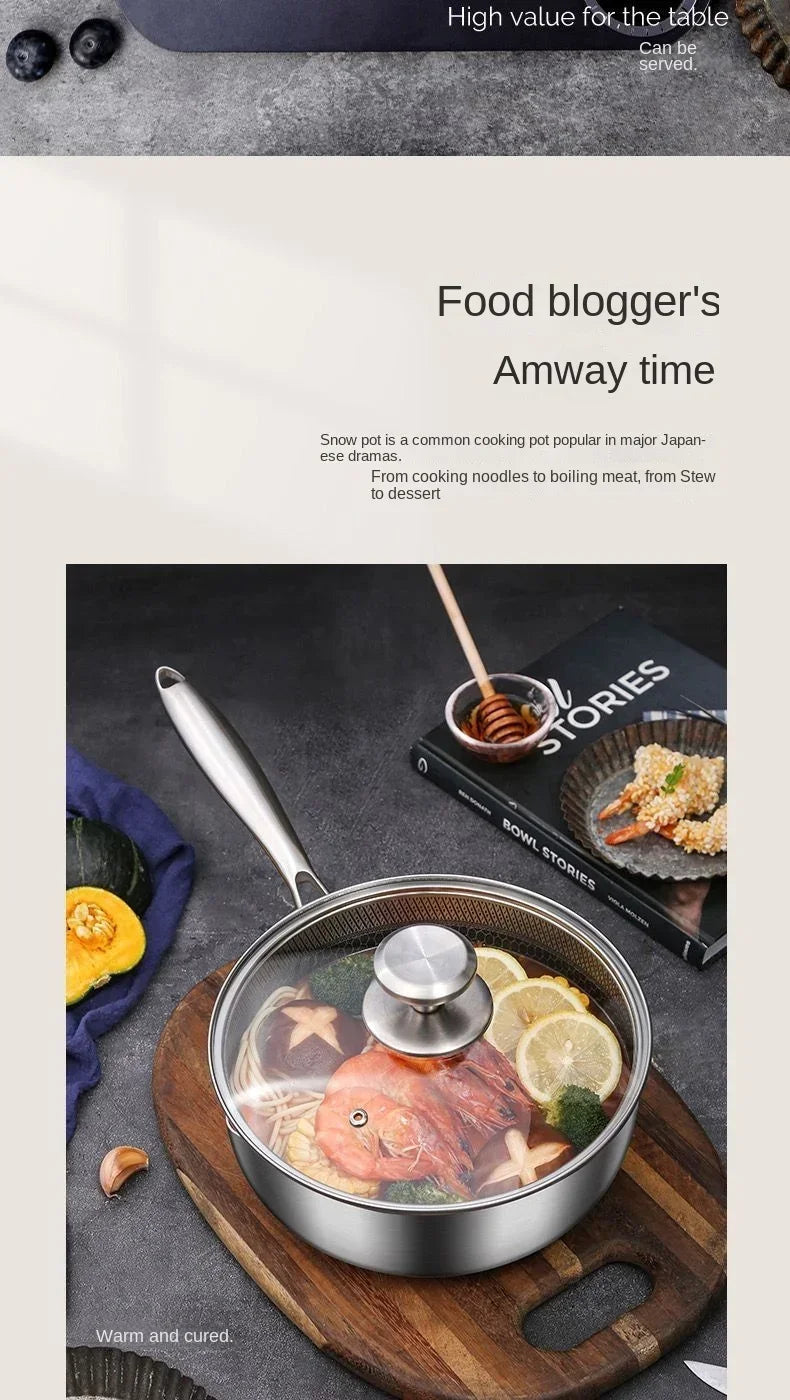 Versatile 316 Stainless Steel Pot for Home Cooking and Baby Food, Designed for Steaming, Boiling, Frying and Stir-Frying