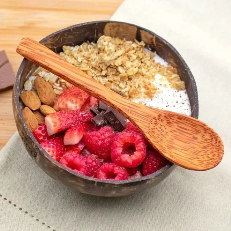 Natural Coconut Shell Bowl Light Food Container Wooden Dessert Fruit Salad Bowl Southeast Asia Tableware Set Noodle soup bowl