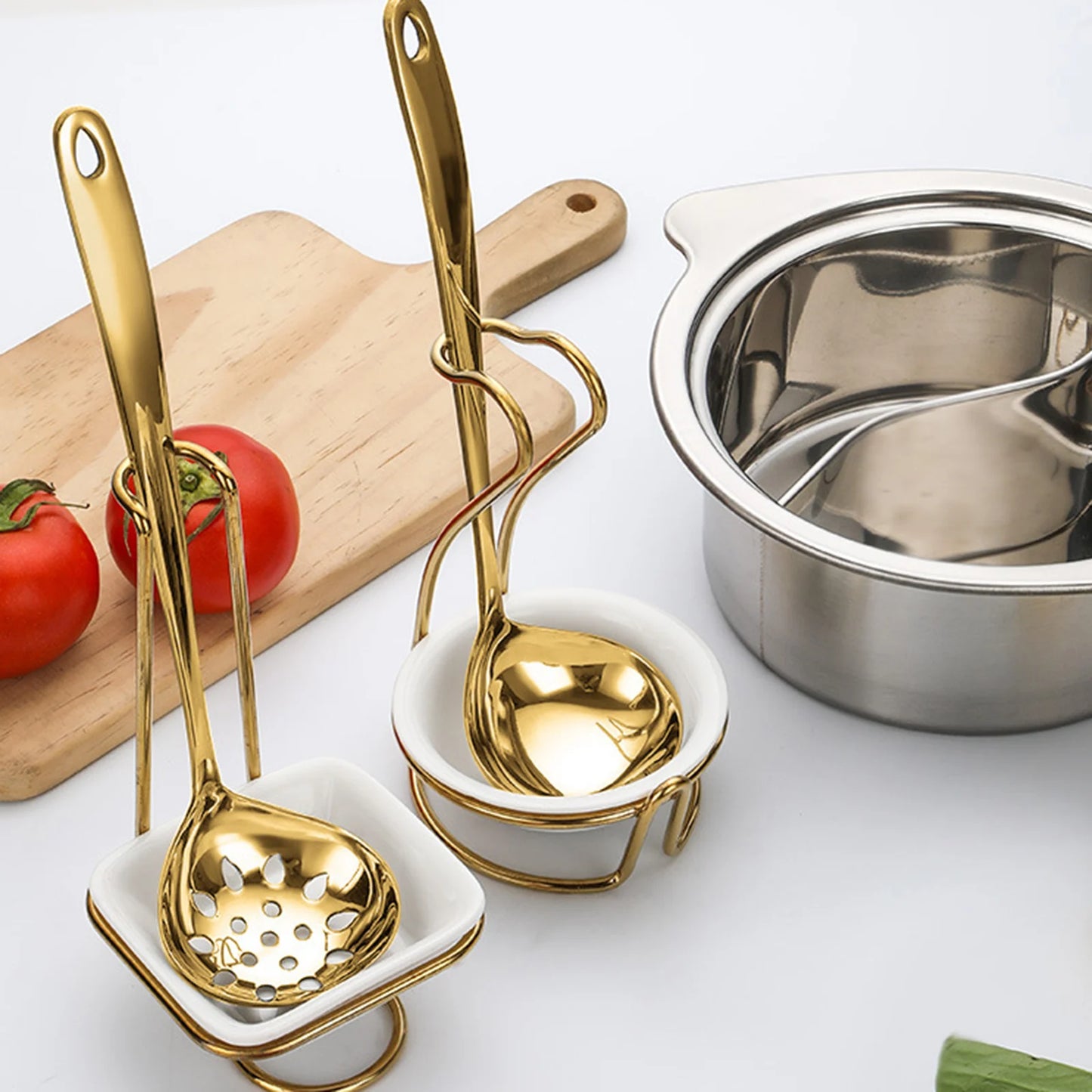 Slotted Spoon Portable Whisk Vertical Multifunctional Spoon Rest Holder for Hotpot Restaurant Counter Household Kitchen Utensil