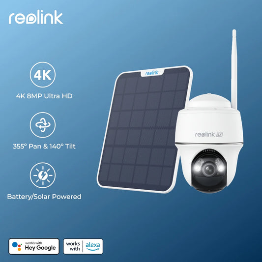 reolink First 4K Wireless Pan & Tilt Security Cameras 5/2.4 GHz Wi-Fi 8MP Outdoor Solar Battery Powered IP Camera