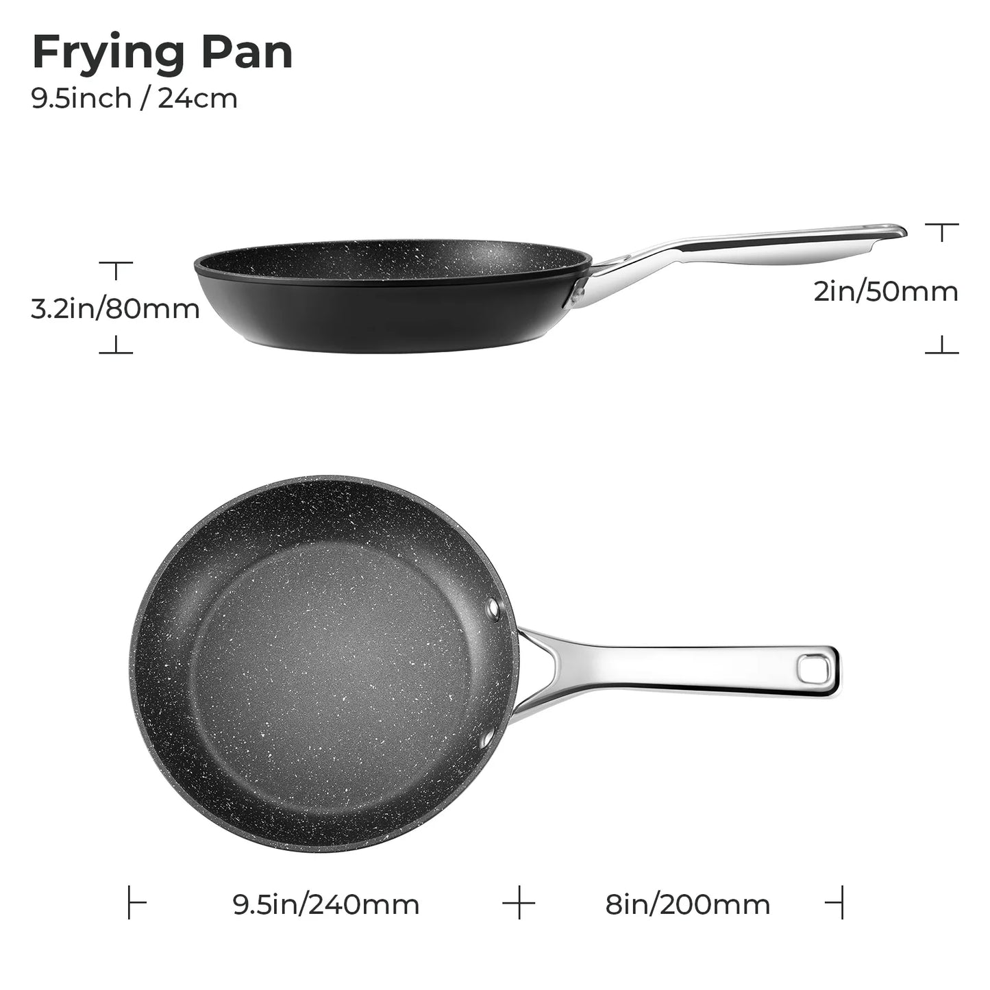 Fadware Non Stick Frying Pan 24cm, Large Frying Pan for Induction Hob, Granite Egg Omelet Pan, Induction Ready