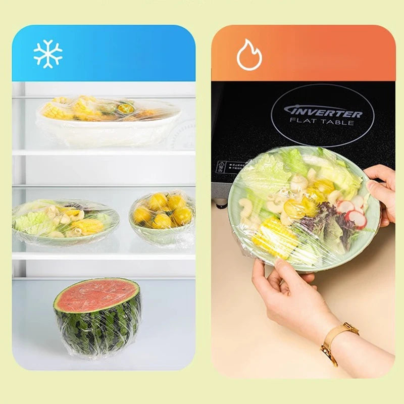 100/200/300Pcs Plastic Wrap Disposable Food Cover Bags Food Grade Fruit Fresh-keeping Plastic Storage Bag Kitchen Accessories