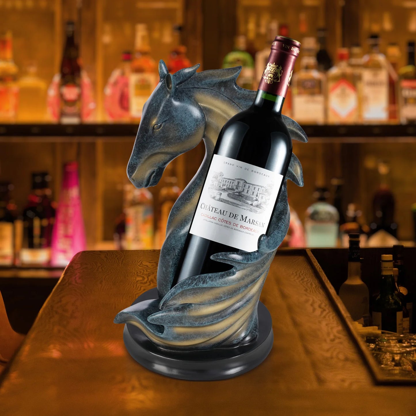 Soft decoration crafts Horse head wine rack Living room TV wine cabinet Office home decor Christmas gift
