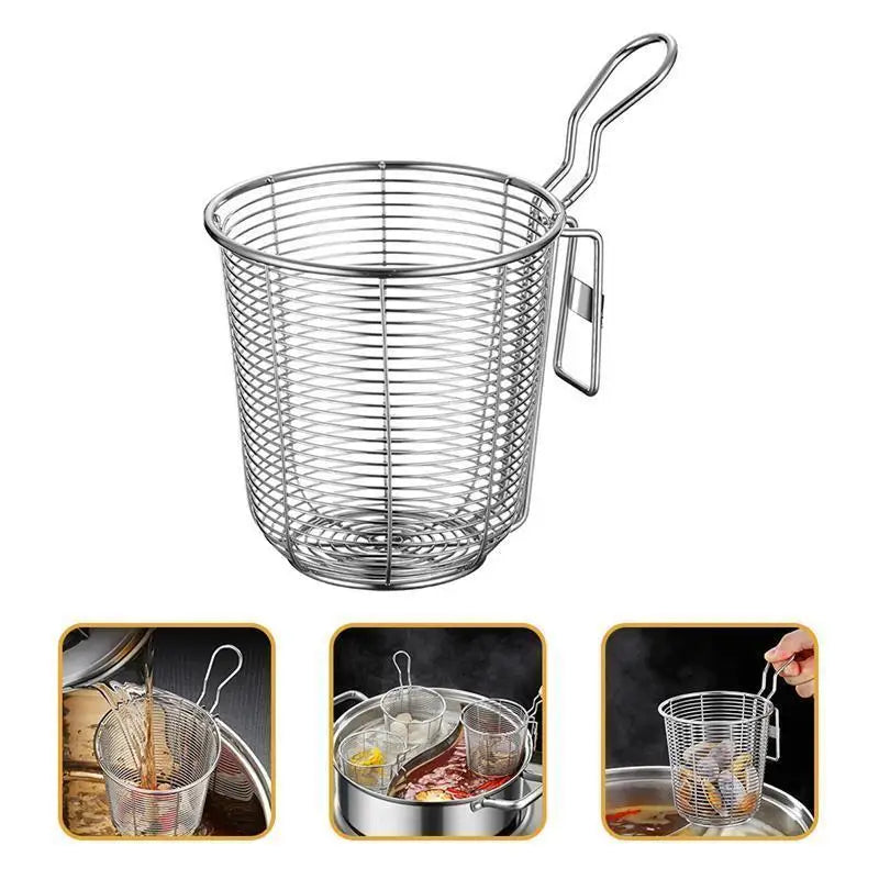 Strainer Basket Mesh Pasta Noodle Food Spoon Scoops Pot Stainless Steel Skimmer Hot Spider Spaghetti Handle Metal Strainer