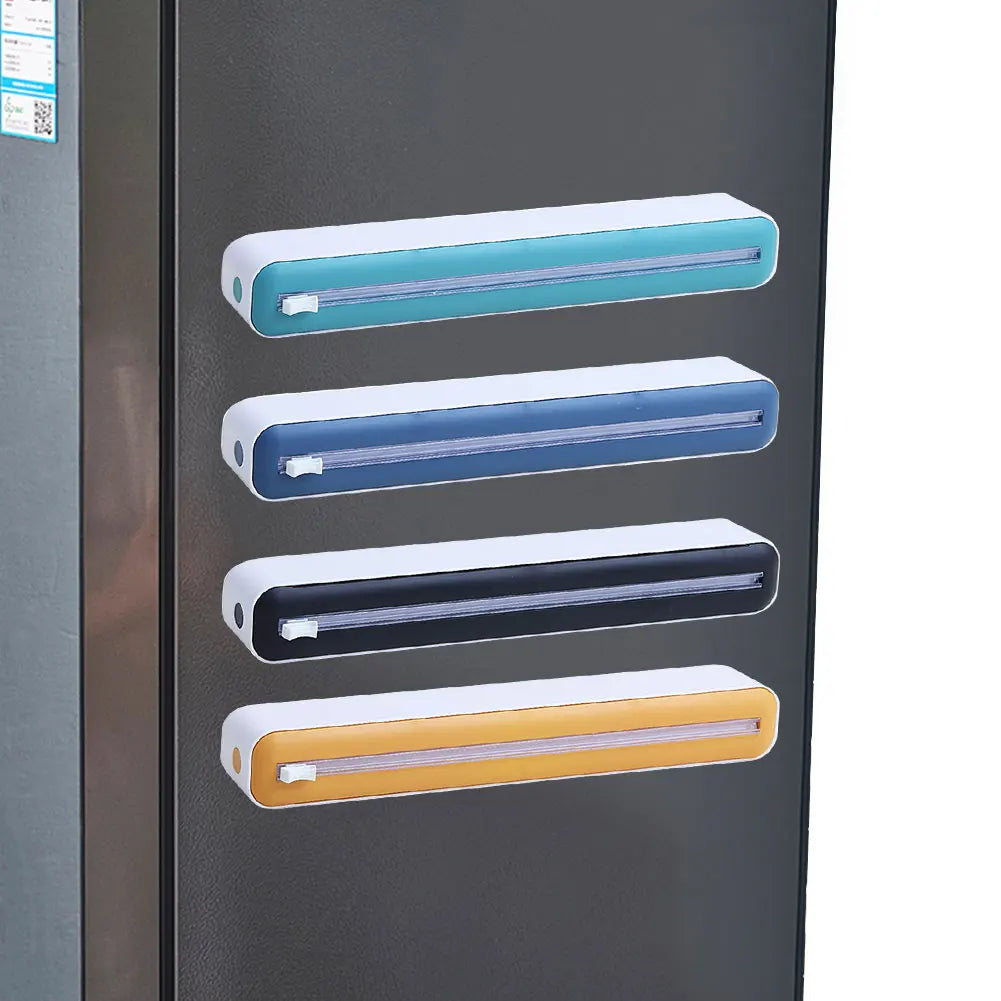Plastic Wrap Dispenser with Cutter Foil and Plastic Wrap Organizer Refillable Food Cling Film Dispenser Kitchen Accessories