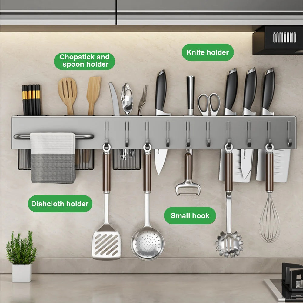 Kitchen Shelves Household Organizer Wall Mounted Rack Knife Holder Kitchen Storage Shelving Units Tableware Shelf