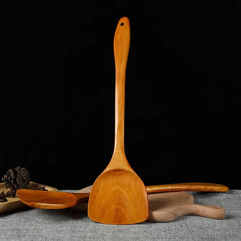 Bamboo Wood Spatula 39cm Long Handle Wooden Spatula Non-stick Pan Does Not Hurt The Pot Household Kitchen Cooking Spatula
