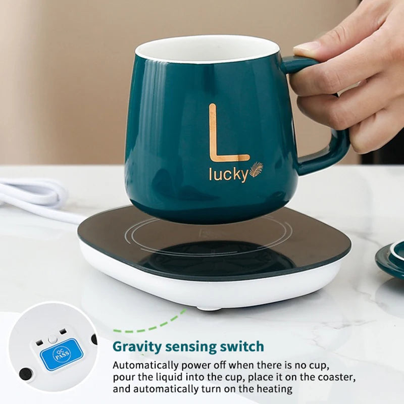 Valentine's Day Gift Set 55 ℃ Thermostat Mugs Cup Ceramic Cup With Lid With Spoon Coffee Mug For Office Or Home Use Portable Mea