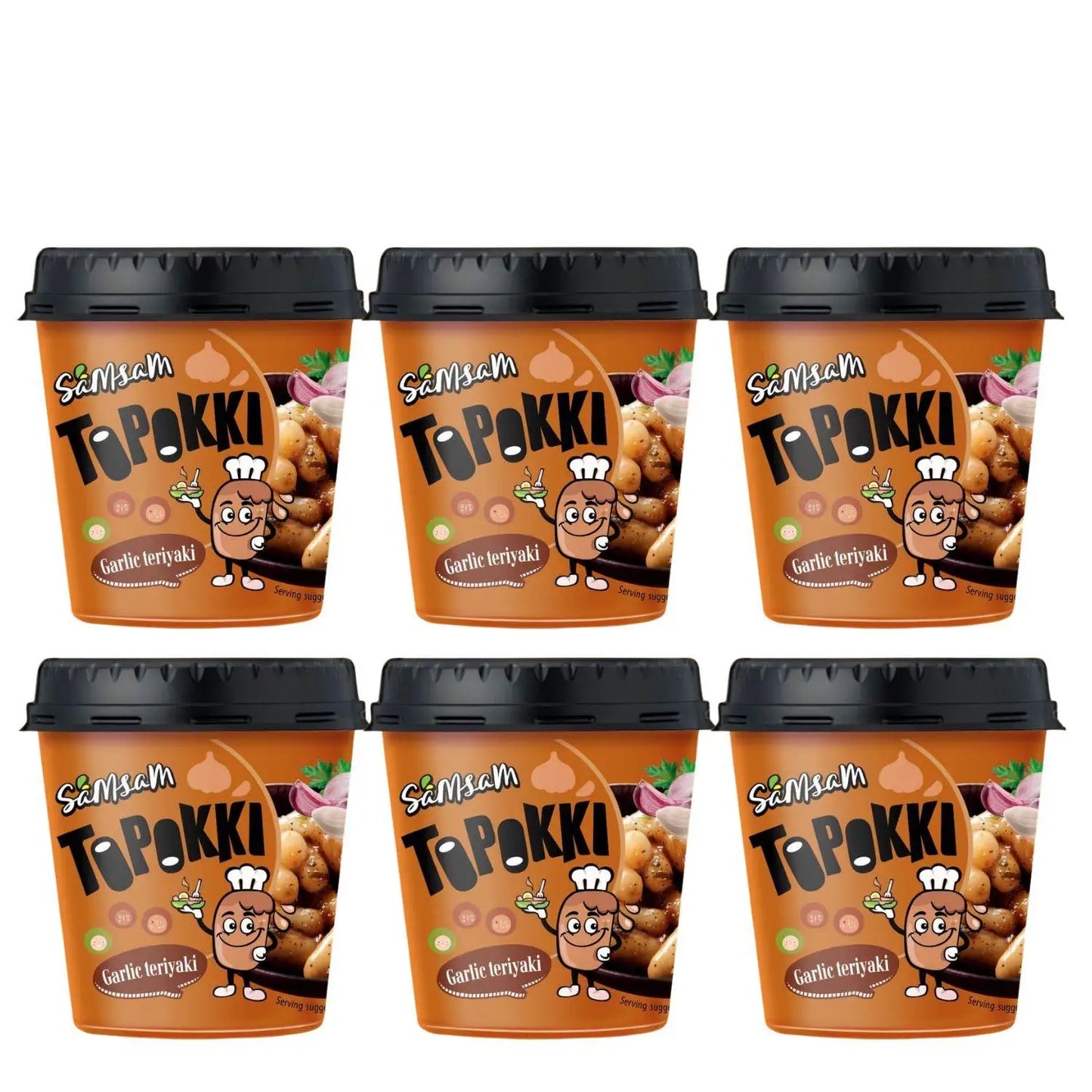 Samsam ,  Korean Toppokki Rice Cake （Pack of 6 cup）