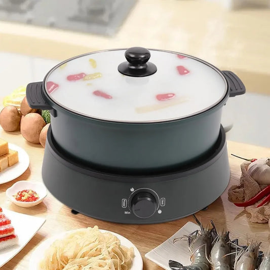 Electric Hot Pot Cooker 1350w Separate Design Multifunctional 4L Portable Electric Skillet with Nonstick Coating (Green)