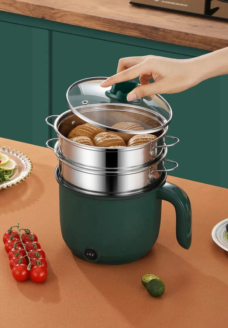 1.5L Mini Multifunctional Rice Cooker Home Cooking Pot Non-Stick Safety Material Electric Stockpot Utility Pan for Kitchen