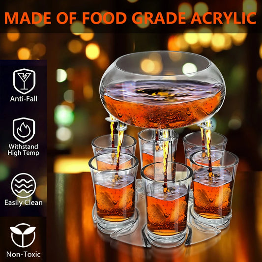 6 Shot Glass Dispenser Holder Liquor Dispenser Pmma Acrylic Glass Party Drinking Games Bar Cocktail Wine Beer Quick Filling Tool