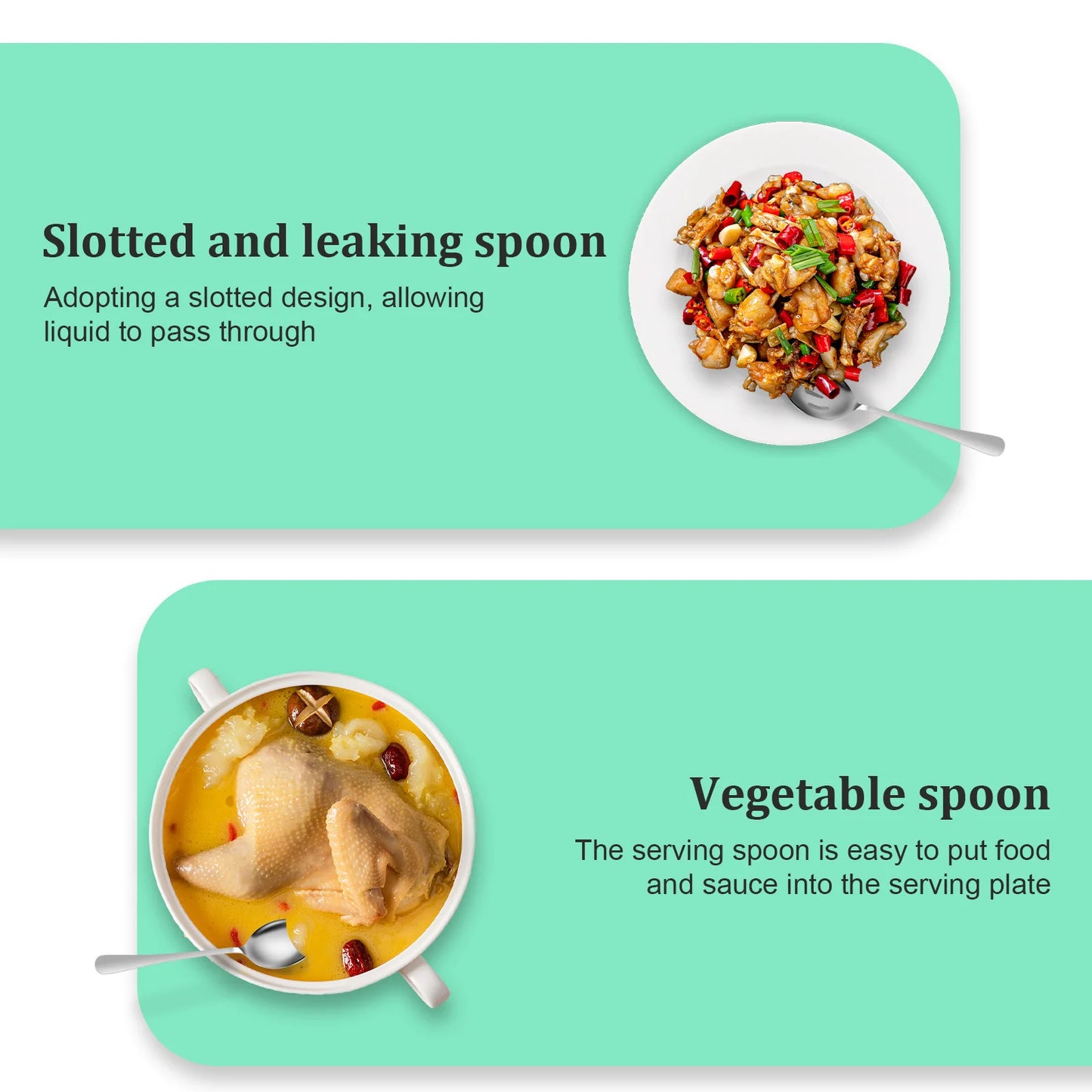 12 件套 Serving Spoons Set Includes 6 Serving Spoons and 6 Slotted Spoons Stainless Steel Buffet Spoons Dishwasher Safe Serving