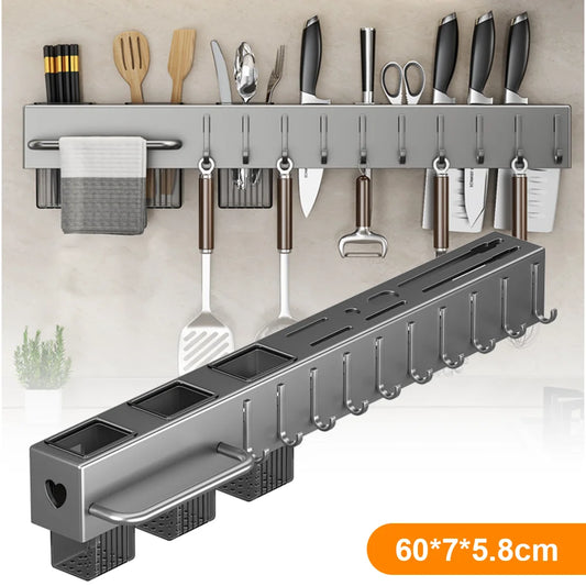 Kitchen Shelves Household Organizer Wall Mounted Rack Knife Holder Kitchen Storage Shelving Units Tableware Shelf