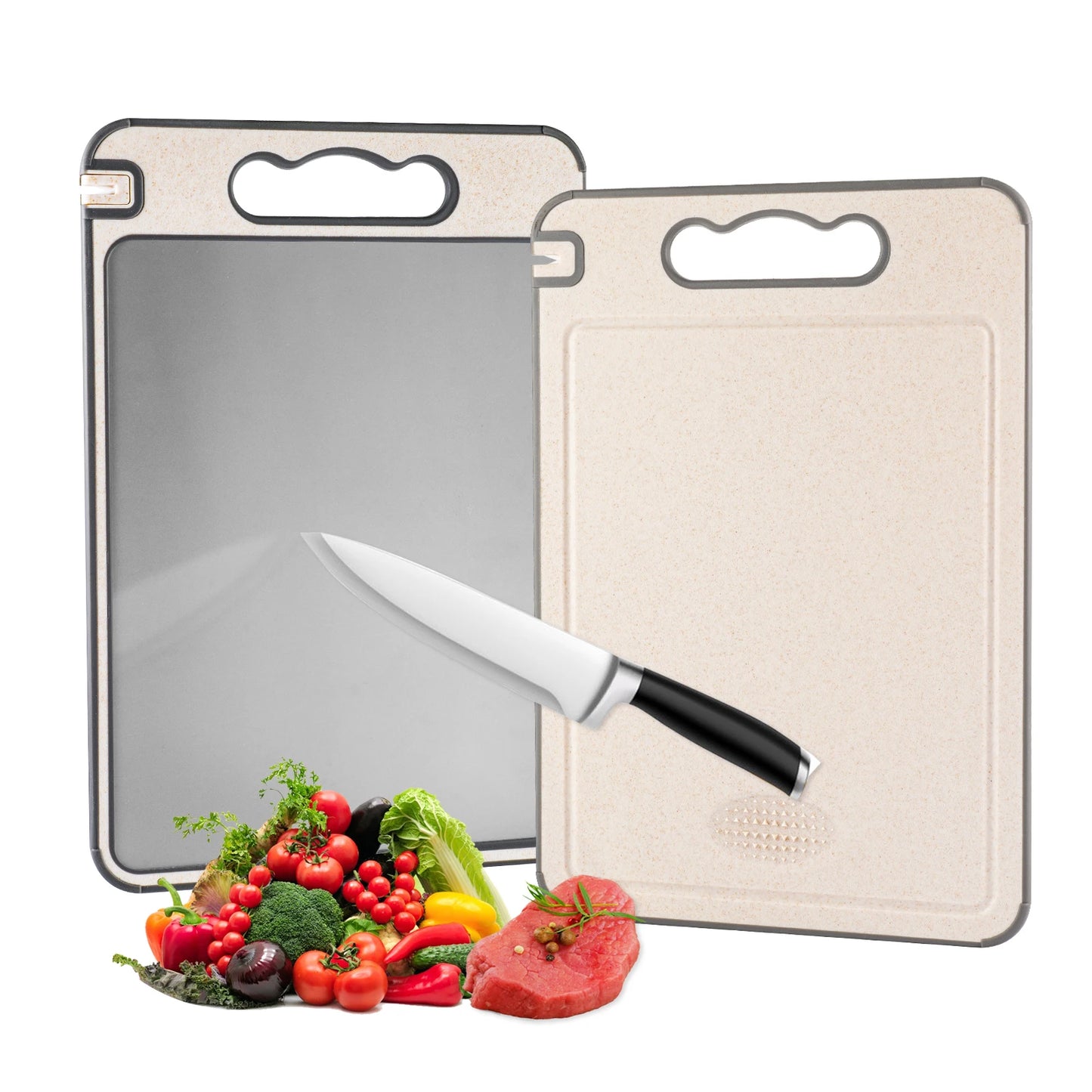 Double-Sided Titanium Chopping Board Sturdy, Scratch-Resistant Mesh Design for Handling Meat and Vegetables, Dishwasher Safe