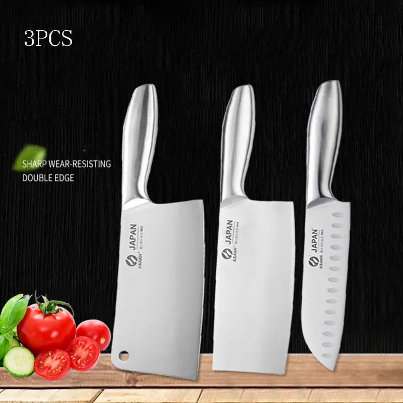 Professional Kitchen Knives Chef Chopping Knife Hollow Handle Meat Vegetable Slicing Knife Solid Wood Magnetic Knife Block