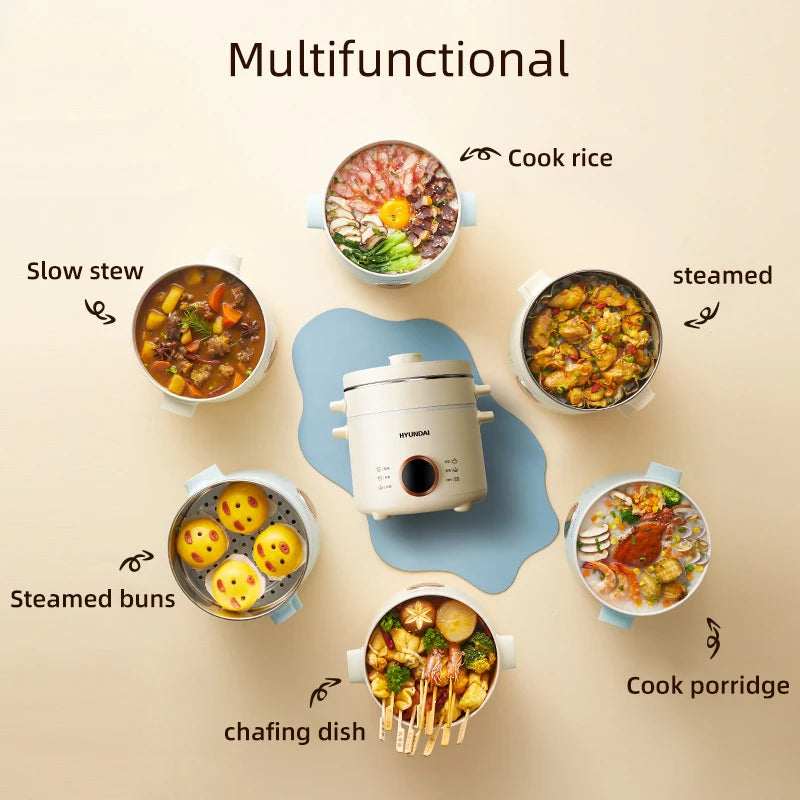 2L Electric Rice Cooker Cooking Pot Mini Multicooker Lunch Box Rice Cookers Hotpot Non-stick Electric Skillet Food Steamer 220V