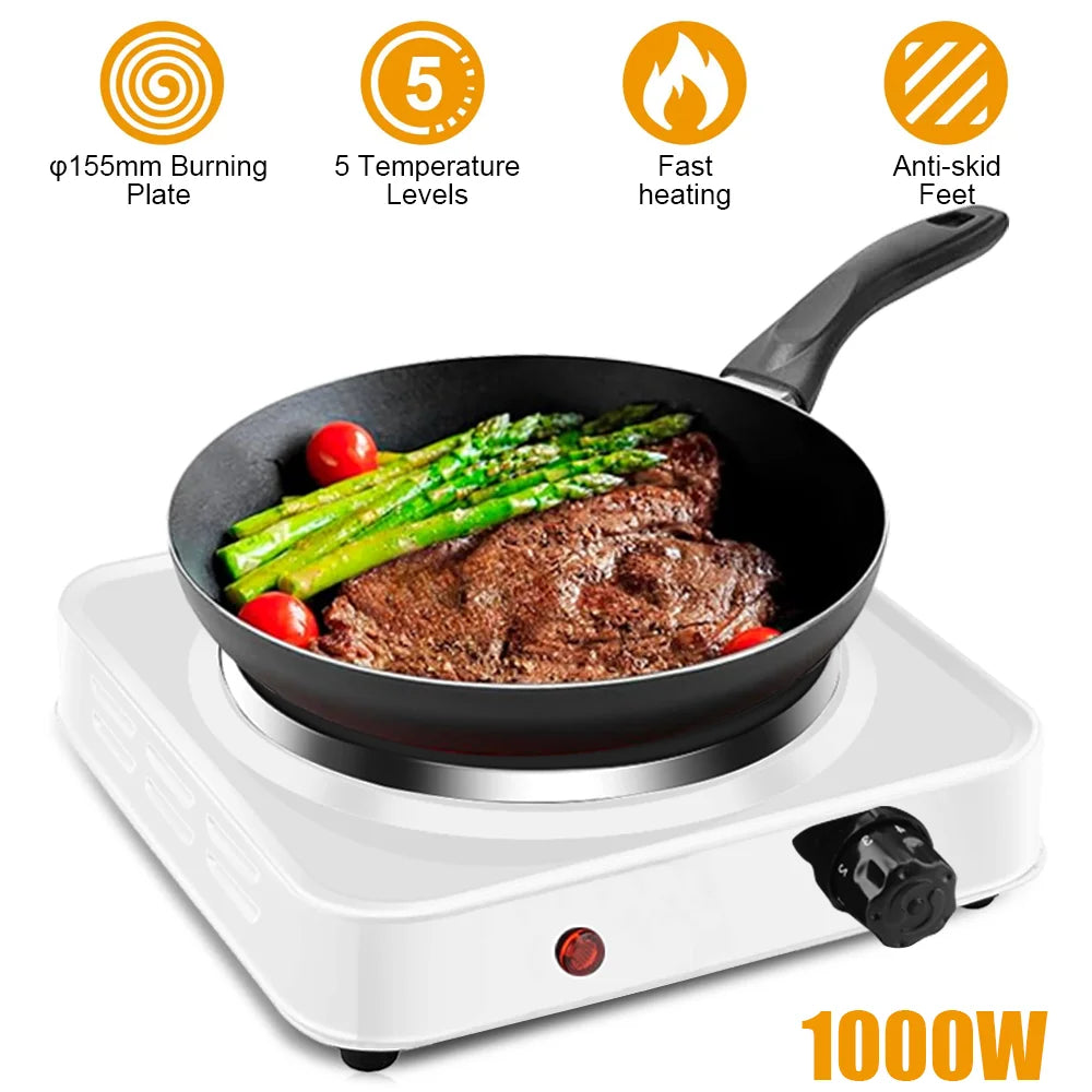 Hot Plate Electric Stove UK Plug 1000/2000W Mini Stove Coffee Heater Milk Tea Mocha Heating Stove Furnace Cook