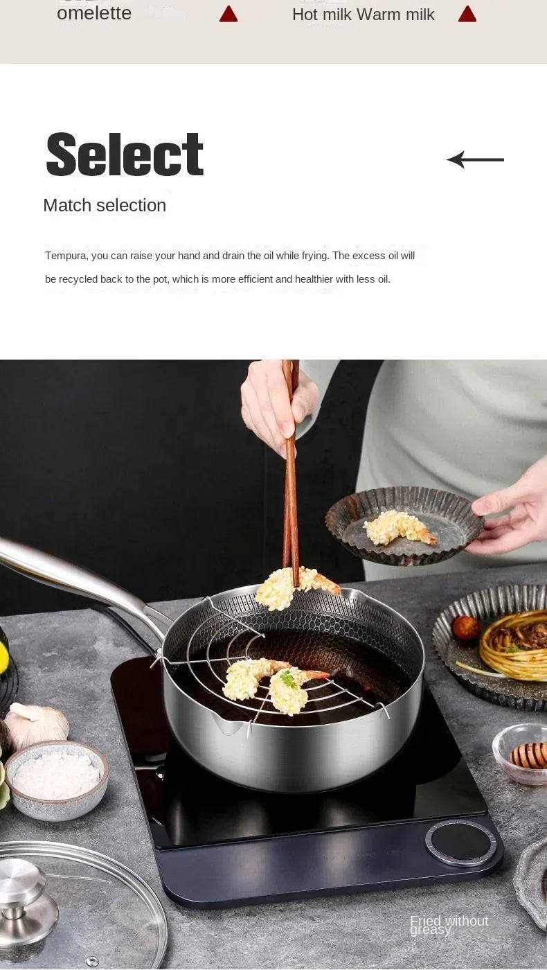 Versatile 316 Stainless Steel Pot for Home Cooking and Baby Food, Designed for Steaming, Boiling, Frying and Stir-Frying