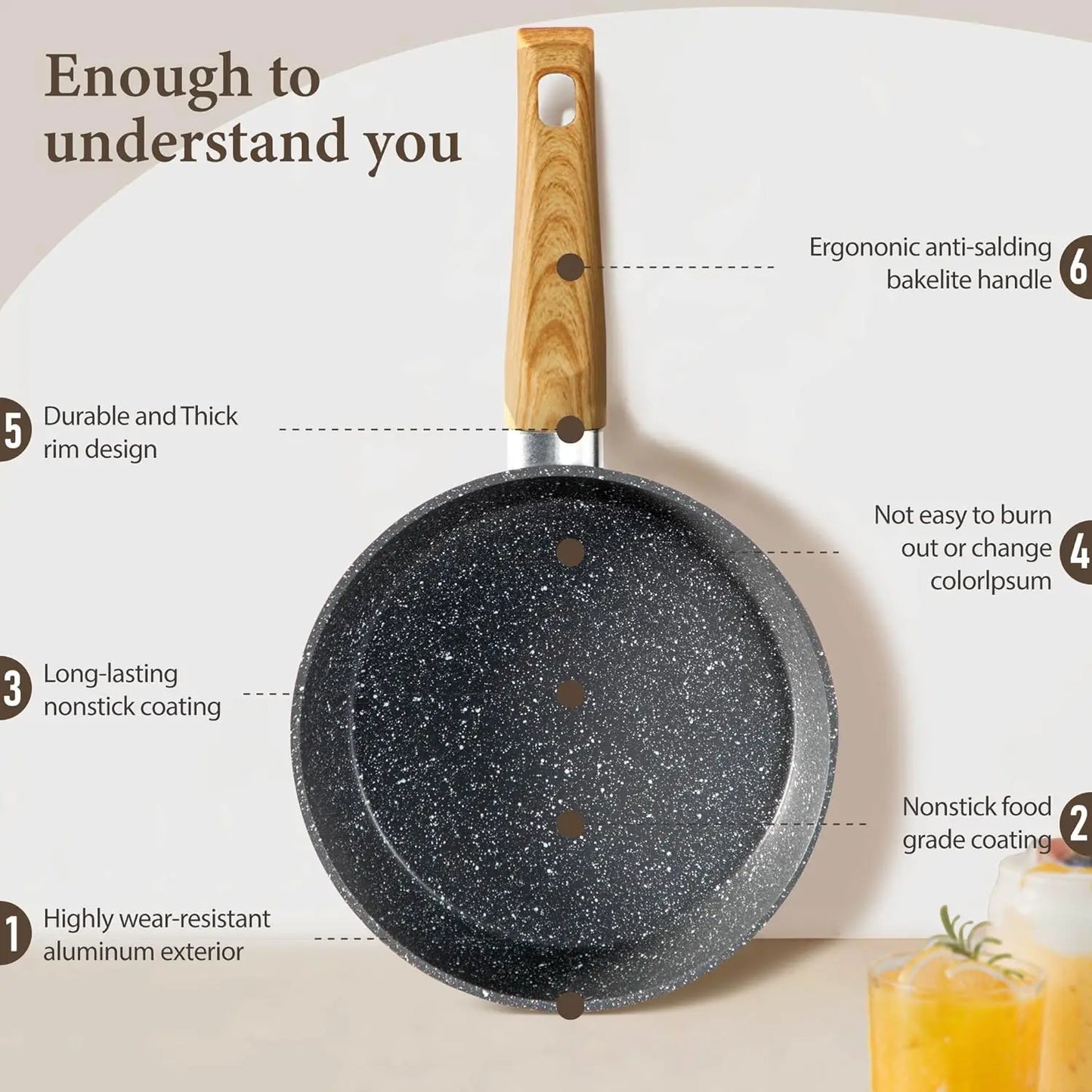 Induction Cookware Sets - 12 Piece Cooking Pan Set, Gray Granite Nonstick Pots and Pans , Induction Hob Pans