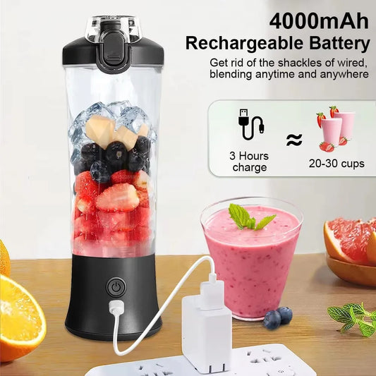 Electric Portable Juicer Mixer 600ml Mini Electric Juicer USB Rechargeable Fresh Fruit Machine Milkshake Smoothie Blender Mixing