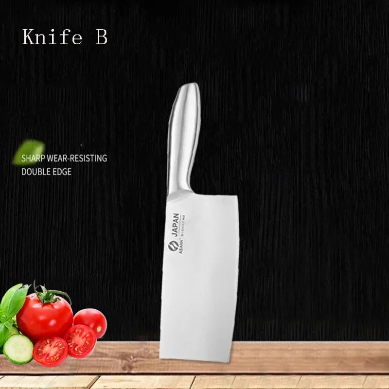 Professional Kitchen Knives Chef Chopping Knife Hollow Handle Meat Vegetable Slicing Knife Solid Wood Magnetic Knife Block