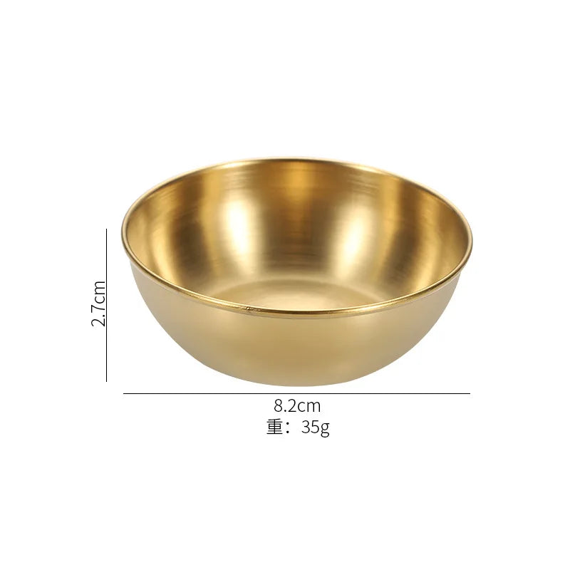 Stainless Round Steel Seasoning Dish Hot Pot Dipping Bowl Small Food Sauce Cup Sushi Vinegar Soy Saucer Container Appetizer Tra