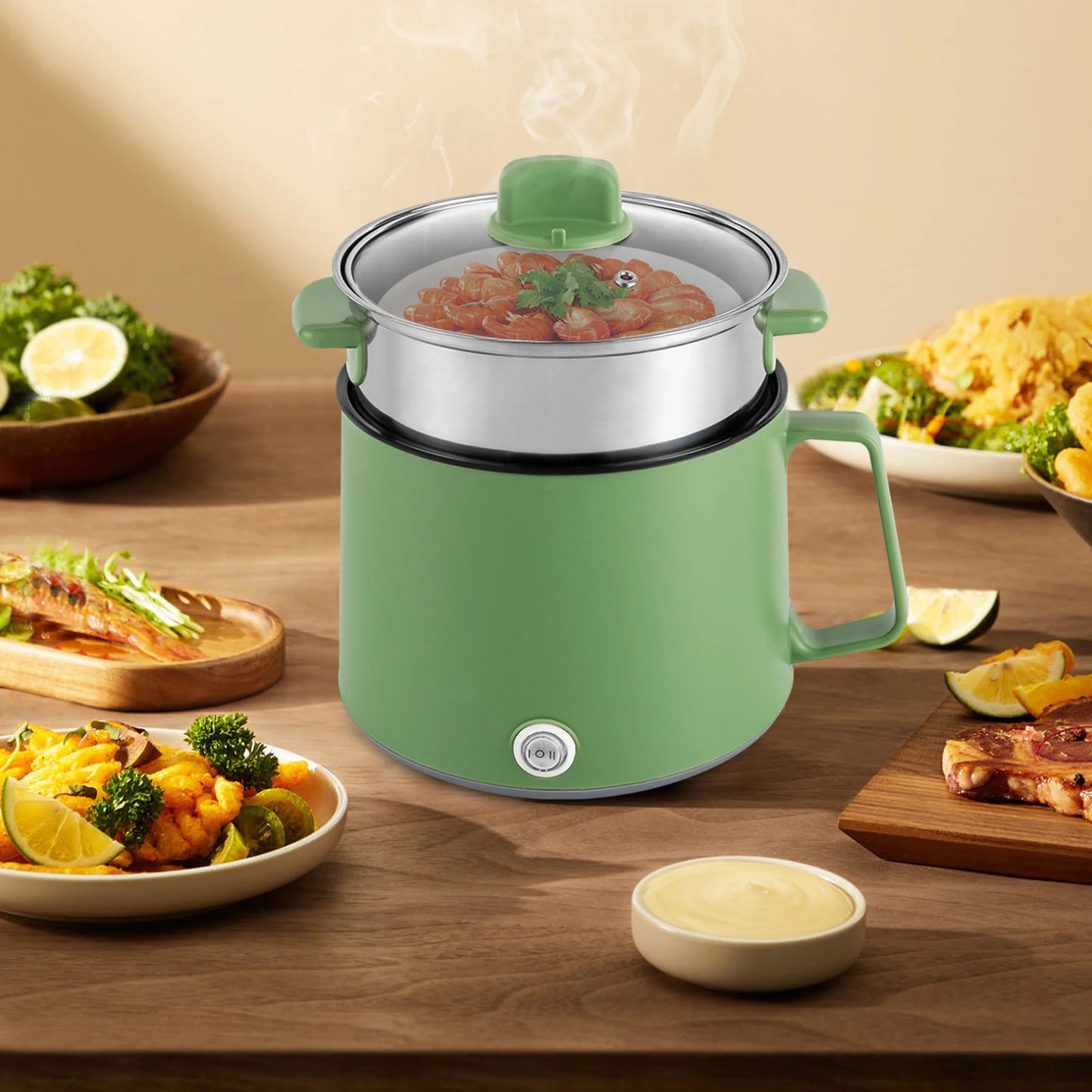 Electric Hot Pot, Mini Electric Cooker 1.7L Noodles Pot Multi-Functional Electric Cooker for Soup Porridge Dumplings Eggs Pasta