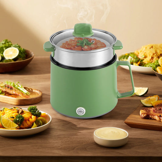 Electric Hot Pot, Mini Electric Cooker 1.7L Noodles Pot Multi-Functional Electric Cooker for Soup Porridge Dumplings Eggs Pasta