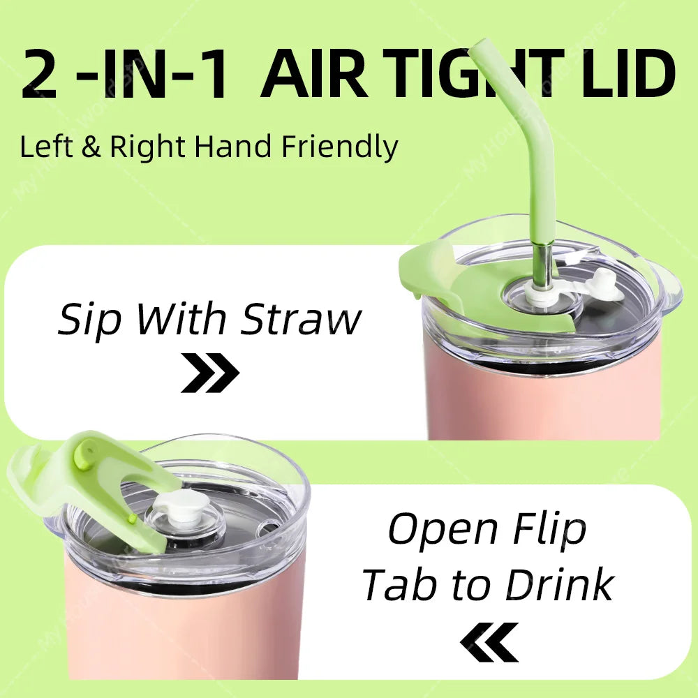 40oz Stainless Steel Thermos Bottle with Handle Straw Gradient Large-Capacity Coffee Cup Insulated Tumbler Bottle Thermal Mug
